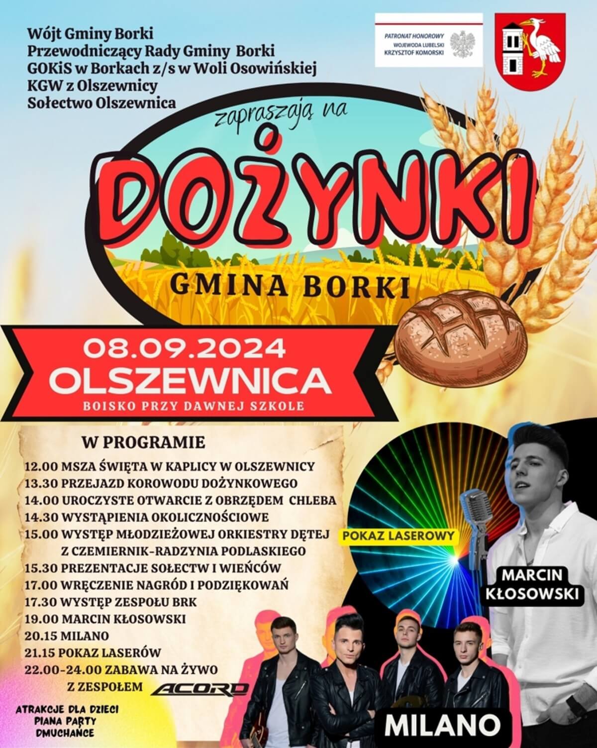 Dożynki w Olszewnicy 2024 - plakat, program wydarzenia