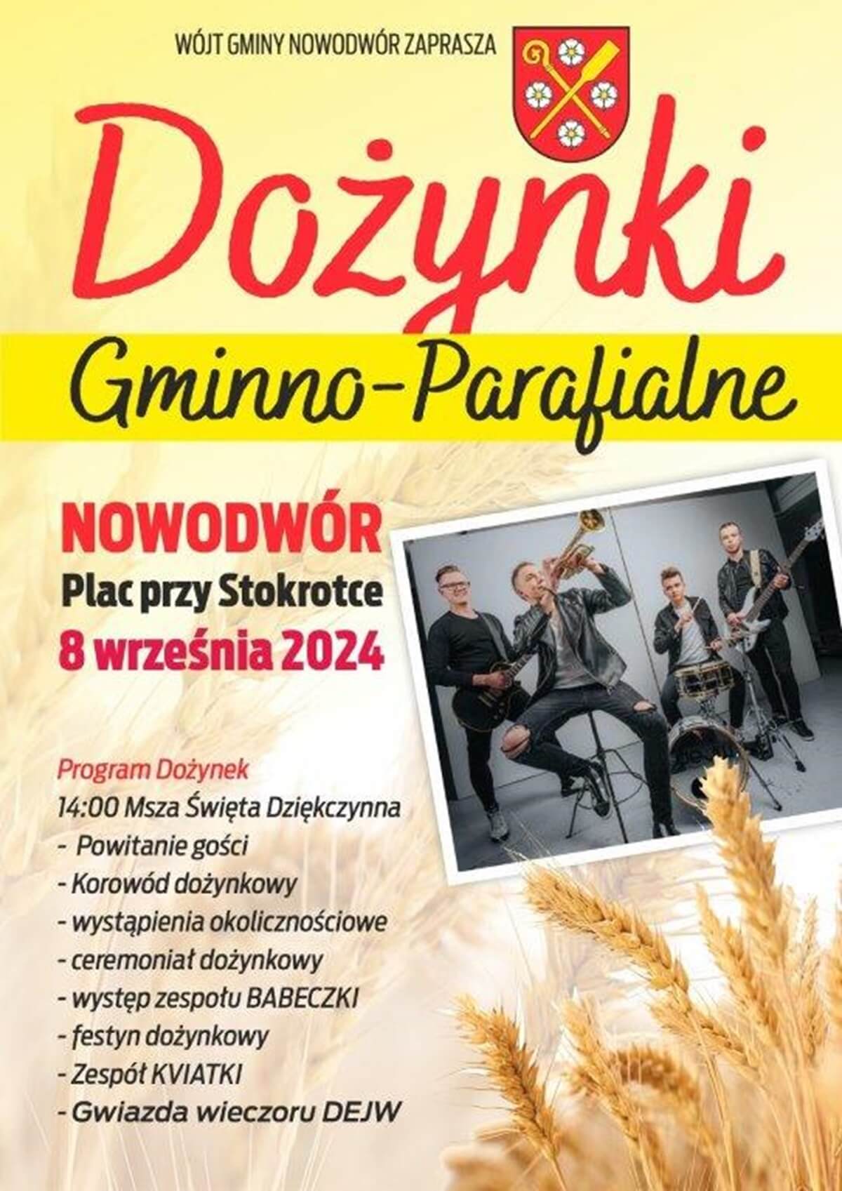 Dożynki w Nowodworze 2024 - plakat, program wydarzenia