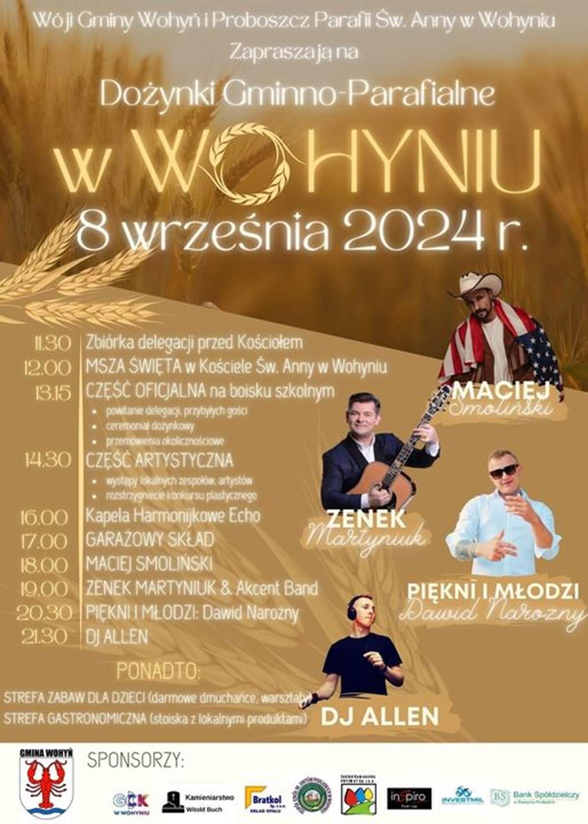 Dożynki w Wohyniu 2024 - plakat, program wydarzenia