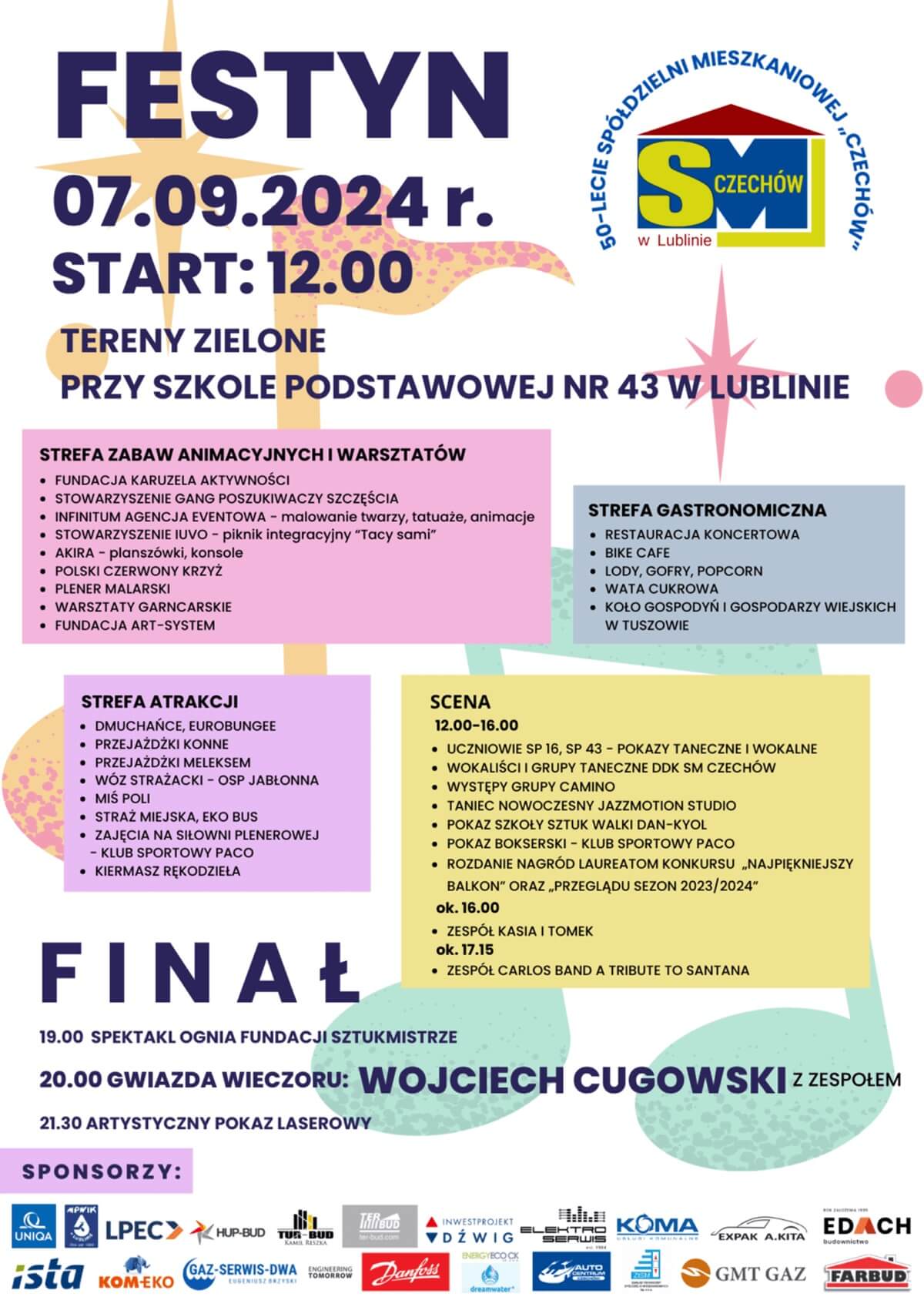 Festyn z okazji 50-lecia Spółdzielni Mieszkaniowej Czechów w Lublinie - plakat, program wydarzenia