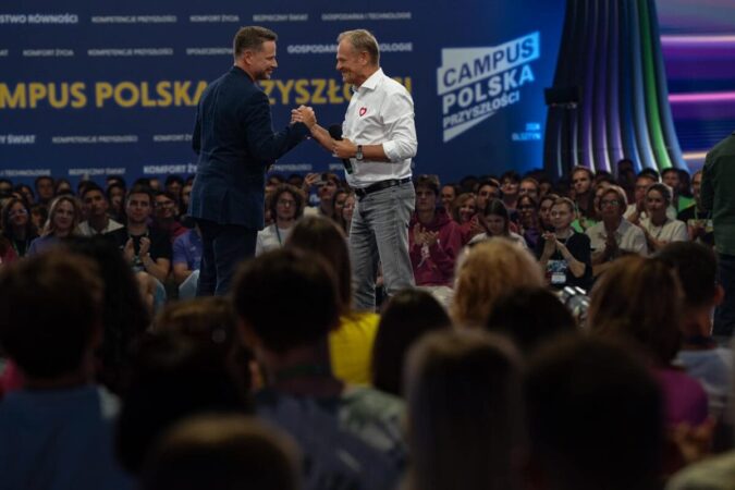 Rafał Trzaskowski i Donald Tusk podczas Campus Polska Przyszłości