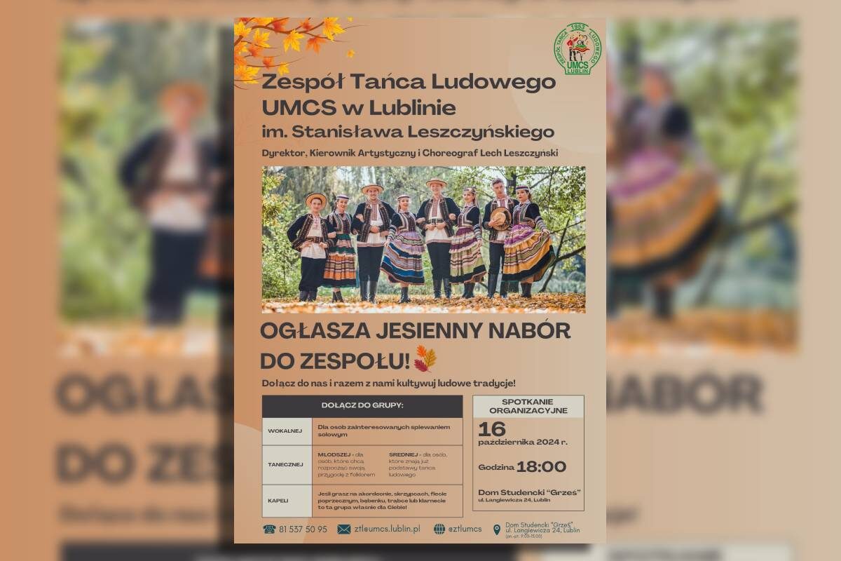 grafika JESIENNY NABÓR DO ZESPOŁU TAŃCA LUDOWEGO UMCS