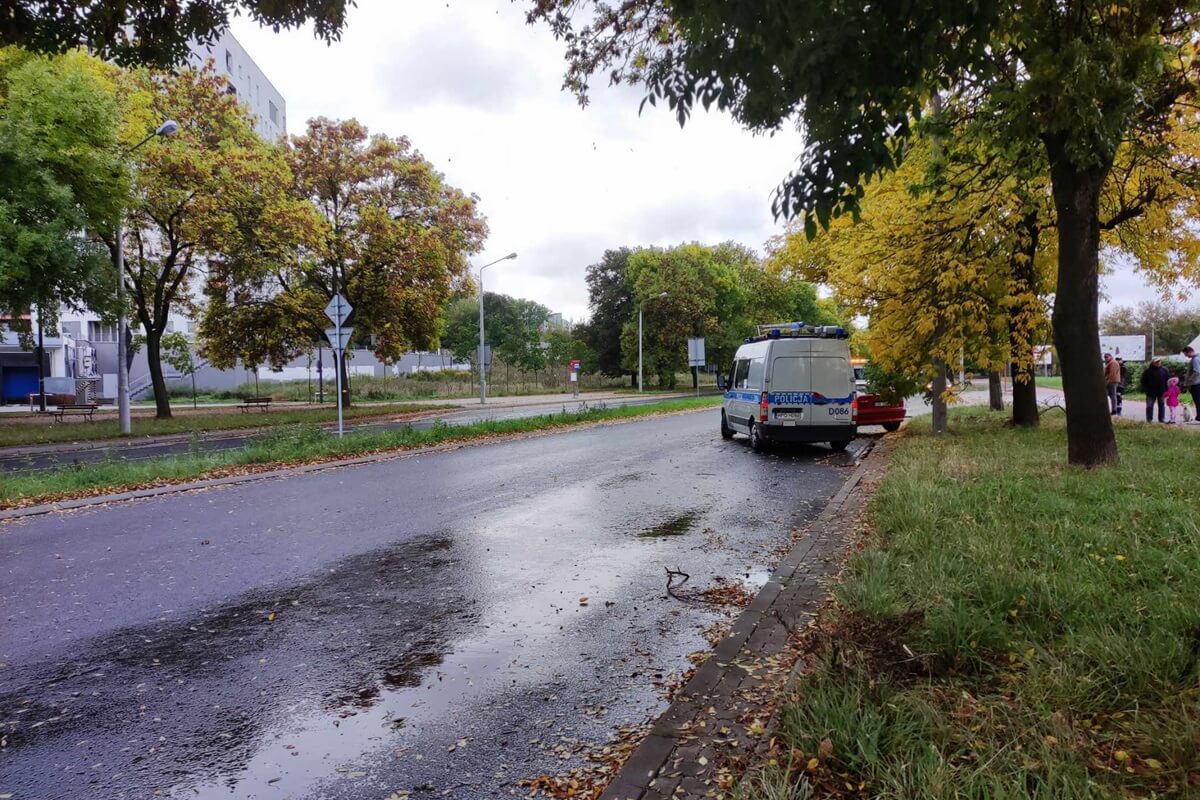 BMW uderzyło w latarnię na al. Andersa