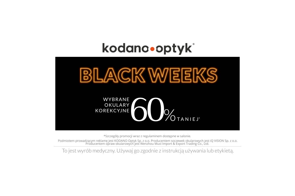 Black Weeks w KODANO Optyk! Okulary korekcyjne nawet 60% taniej! 1 grafika Black Weeks