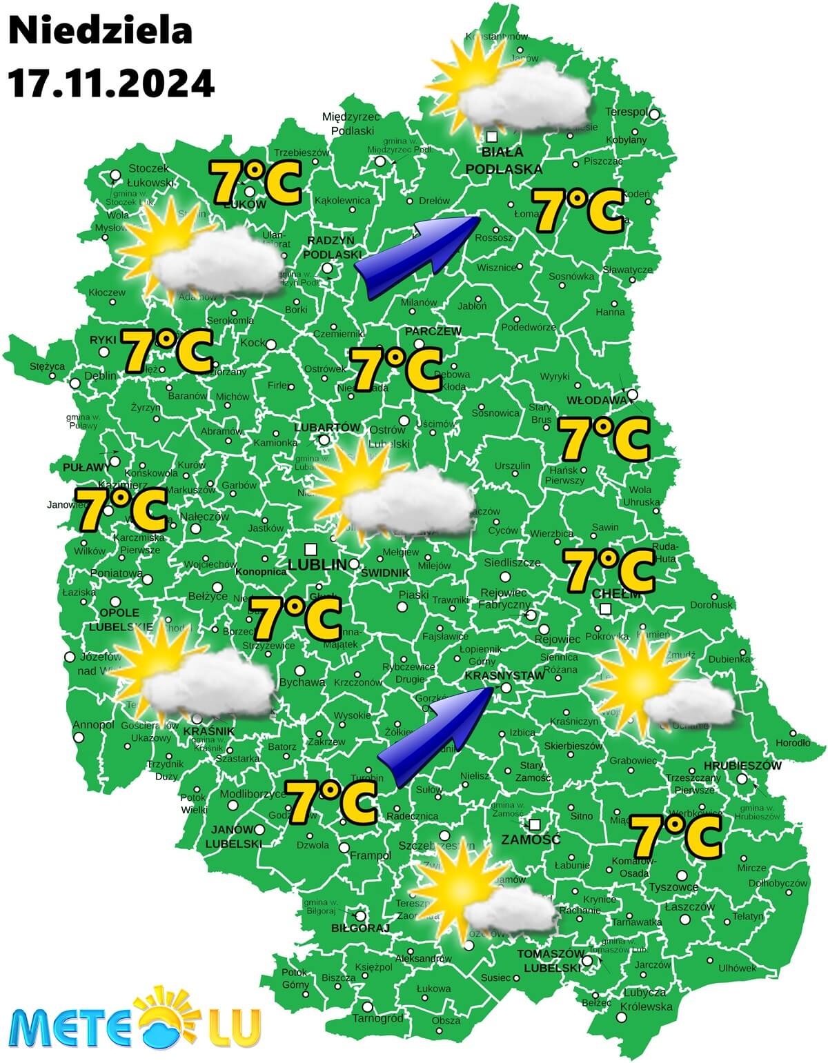 Weekendowa prognoza pogody dla woj. lubelskiego. Przejaśnienia i wyższe temperatury na horyzoncie 3 Prognoza pogody na niedzielę 16 listopada w województwie lubelskim