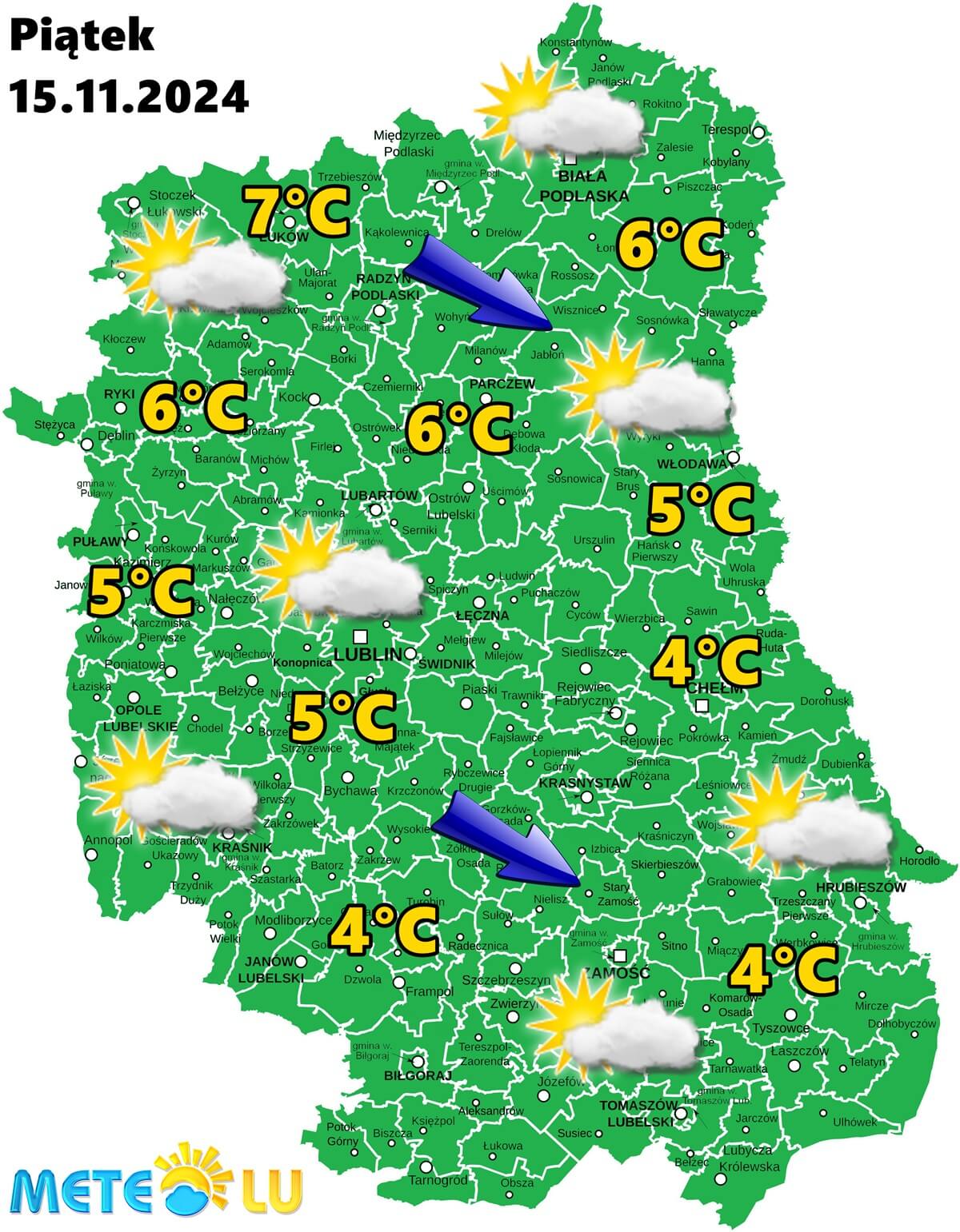 Weekendowa prognoza pogody dla woj. lubelskiego. Przejaśnienia i wyższe temperatury na horyzoncie 1 Prognoza pogody na piątek 15 listopada w województwie lubelskim