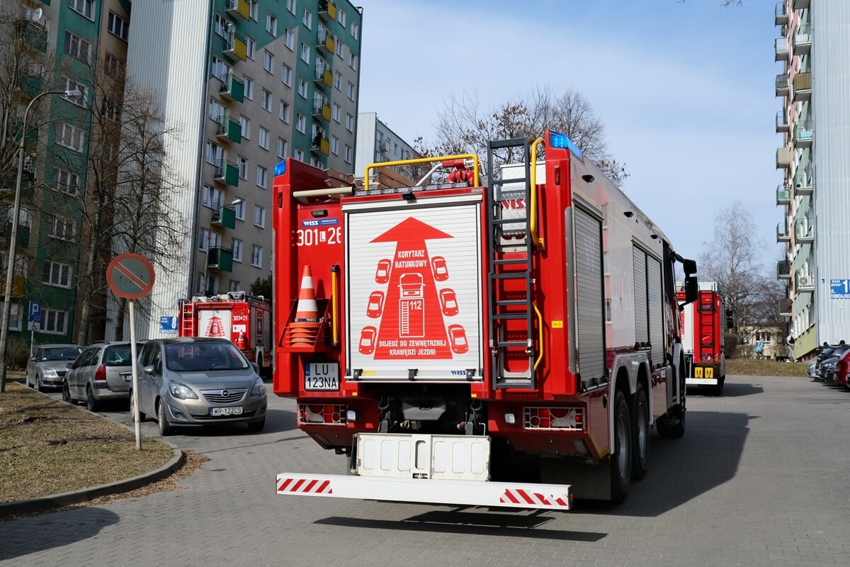 Interwencja straży pożarnej przy ul. Tumidajskiego w Lublinie