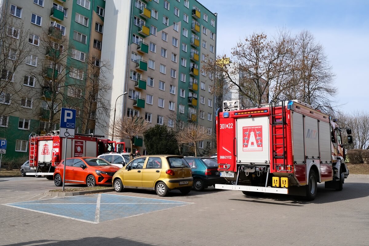 Interwencja straży pożarnej przy ul. Tumidajskiego w Lublinie