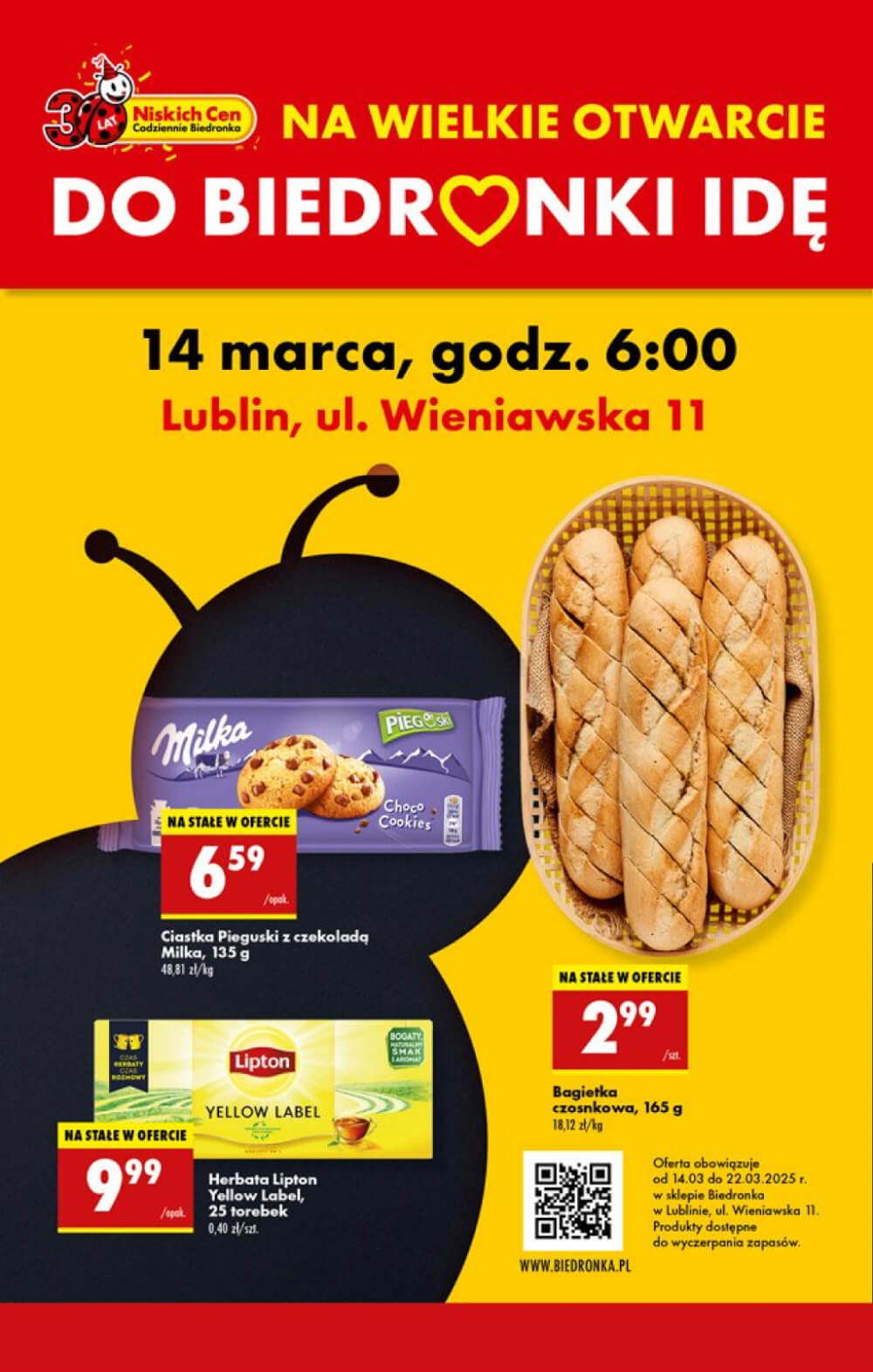 Biedronka jeszcze w tym tygodniu otworzy nowy sklep w Lublinie. Sprawdź gazetkę ze specjalnymi promocjami 1 Otwarcie Biedronki przy ul. Wieniawskiej 11 w Lublinie - gazetka promocyjna